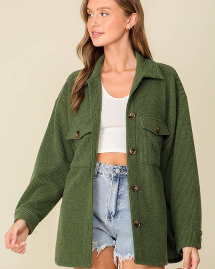 `Brushed waffle knit shacket