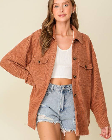 `Brushed waffle knit shacket