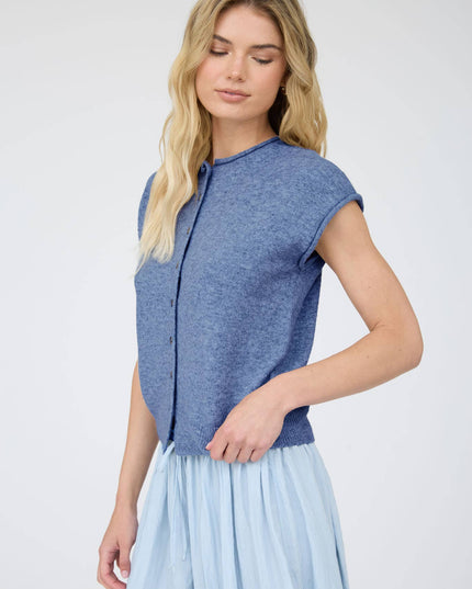 RAW EDGE SLEEVELESS LIGHTWEIGHT CARDIGAN