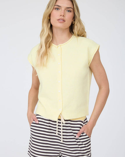 RAW EDGE SLEEVELESS LIGHTWEIGHT CARDIGAN