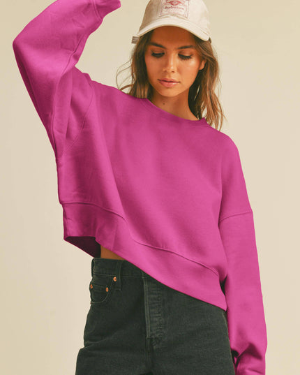 Blank Short Cropped Long Sleeve Sweatshirt