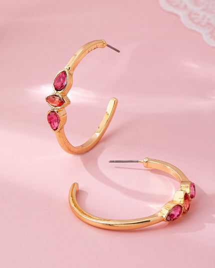 Fuchsia Marquise Crystal Hoop Earrings | 80E62089