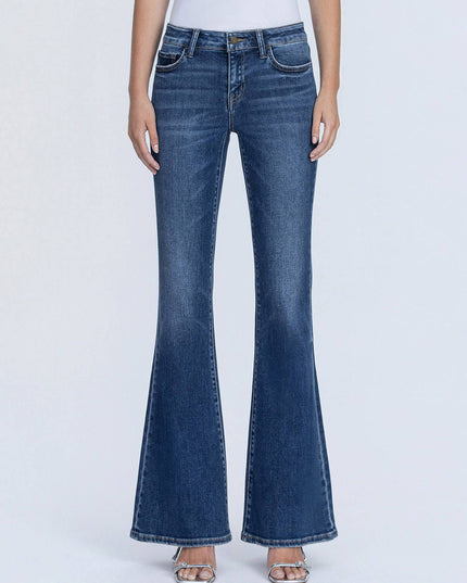 LOW RISE DARK WASH FULL LENGTH EASY FLARE JEANS F6386