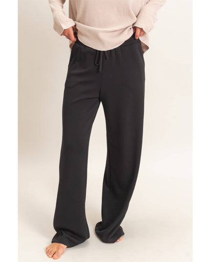 Elastic Waist Straight Leg Pants