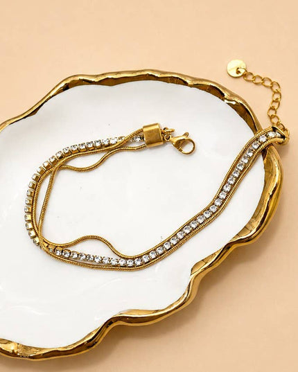 18K STAINLESS TARNISH FREE RHINESTONE BRACELET | 40B5269