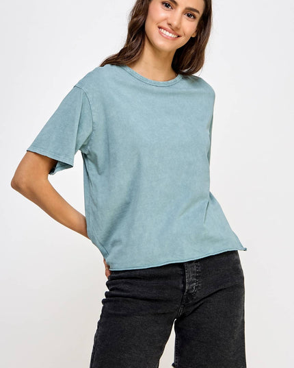 Blank Mineral Washed Long Cropped T-Shirt