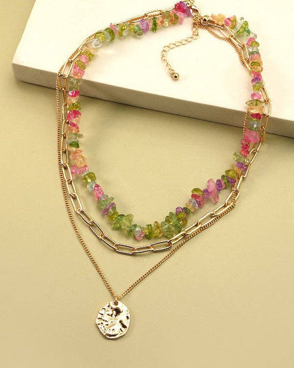 NATURAL STONE LAYER NECKLACE | 25N370