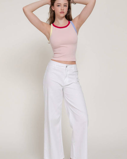 Sleeveless Contrast Detail Seamless Top