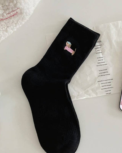 WOMAN ANIMAL DOG HALF CREW THROWBACK SOCKS | 40S02068