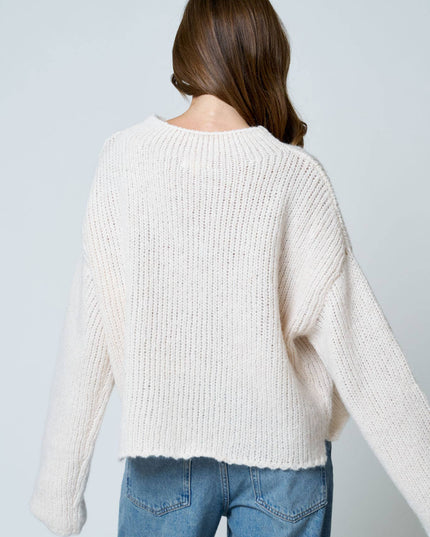 MOCK NECK LONG SLEEVE OVERSIZED KNIT SWEATER