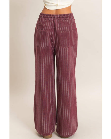 Pinstripe Elastic Waist Sweatpants