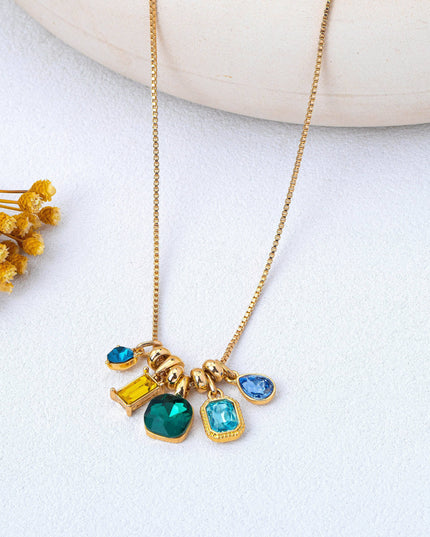 Multicolor Crystal Cluster Charm Pendant Necklace | 80N93296