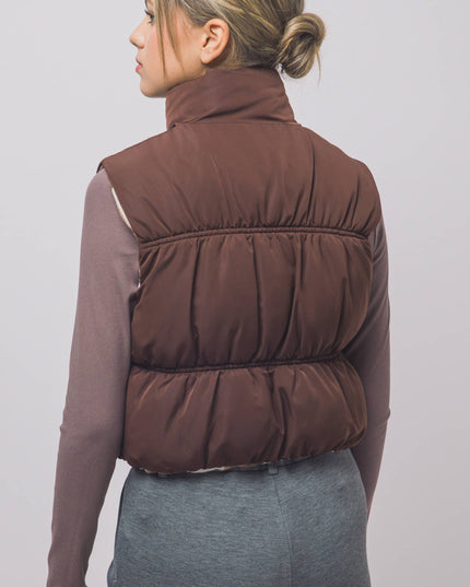 Full-Zip Reversible Puffer Vest w/ Pockets on Both Sides