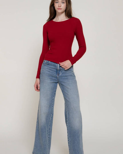 Long Sleeve Round Neck Double Layer Tee