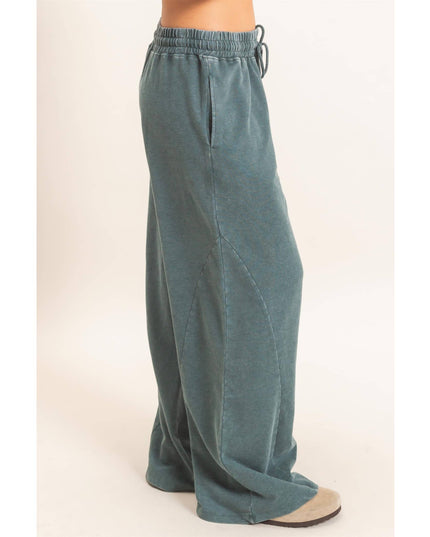 Mineral Washed Wide Leg Pants