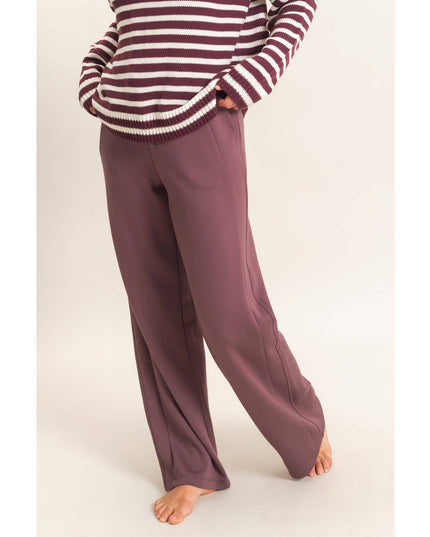 Elastic Waist Straight Leg Pants