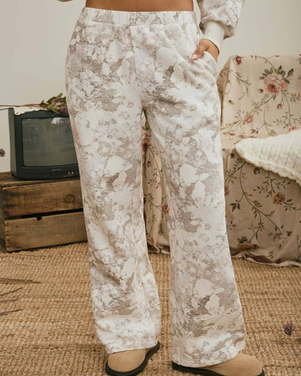 FLORAL WASH WIDE LEG LOUNGE PANTS