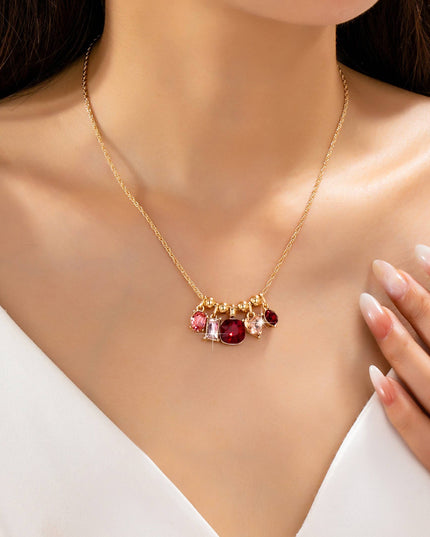 Multicolor Crystal Cluster Charm Pendant Necklace | 80N93296