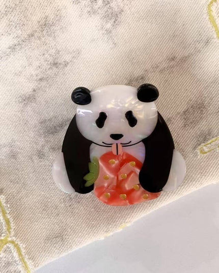 JUMBO PANDA STRAWBERRY HAIR CLAW CLIPS | 40H1079