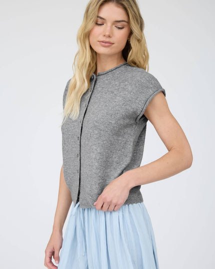 RAW EDGE SLEEVELESS LIGHTWEIGHT CARDIGAN