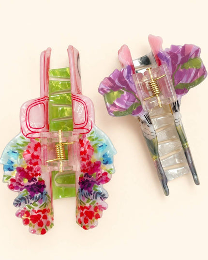 FLOWER BOUQUET & VINTAGE FLOWER TRUCK HAIR CLAW | 40H1150