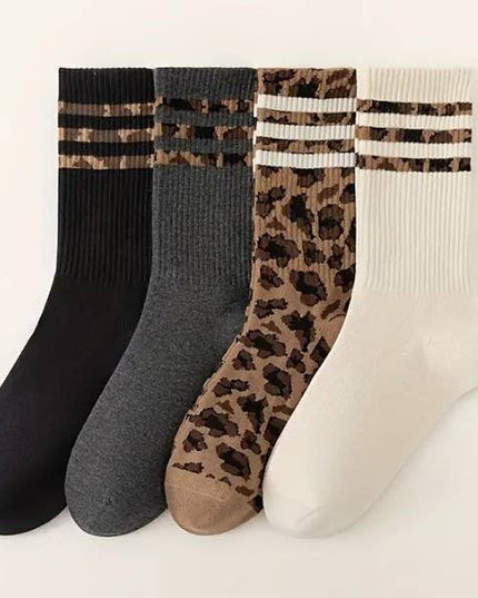 WOMAN ANIMAL LEOPARD HALF CREW THROWBACK SOCKS | 40S02071