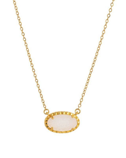 OVAL GEMSTONE CHARM PENDANT NECKLACE | 40NK9661