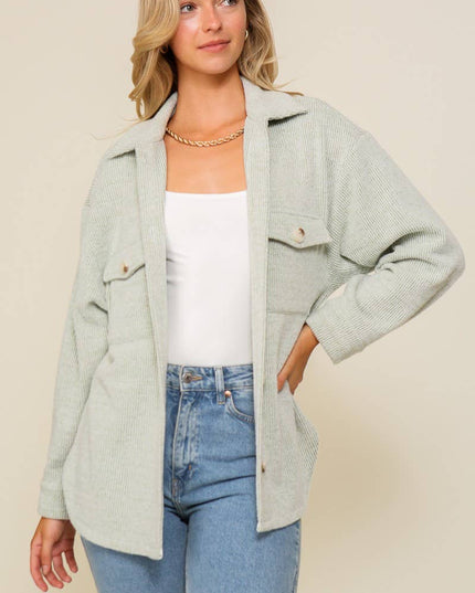 `Brushed waffle knit shacket