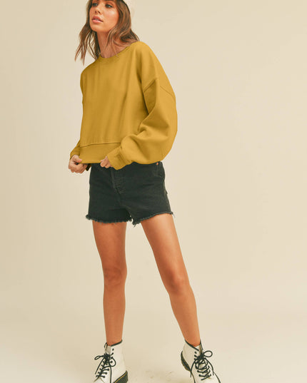 Blank Short Cropped Long Sleeve Sweatshirt