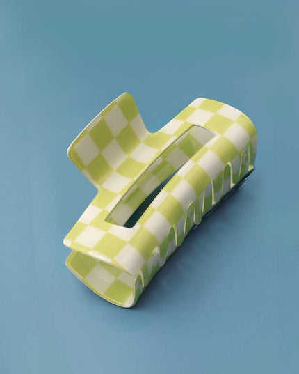 JUMBO RESIN CHECKER HAIR CLAW CLIPS 4inch | 40H664