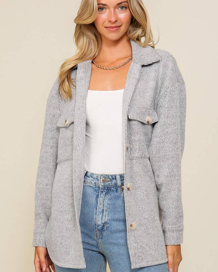 `Brushed waffle knit shacket
