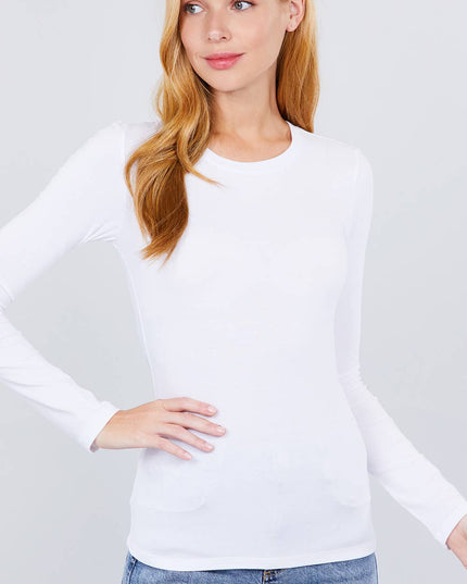 Long Sleeve Crew Neck Cotton Spandex Jersey Top
